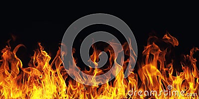 Burning fire flame on black background Stock Photo