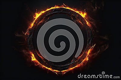 Burning Fire Frame or Blazing Inferno Abstract Border Stock Photo