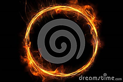 Burning Fire Frame or Blazing Inferno Abstract Border Stock Photo