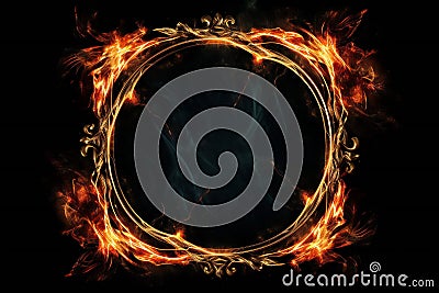 Burning Fire Frame or Blazing Inferno Abstract Border Stock Photo