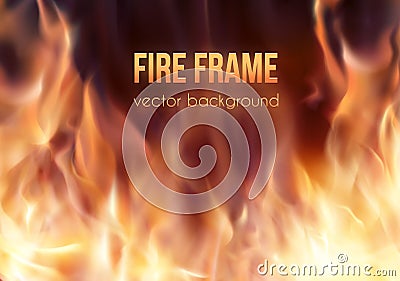 Burning fire frame. Vector Fiery Background Vector Illustration