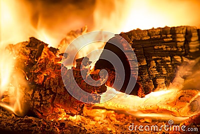 Burning firewood Stock Photo