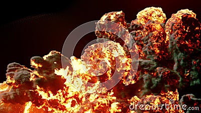 Burning fuel. Close-up of a flame burning fuel with thick black smoke. 3D Rendering Stock Photo