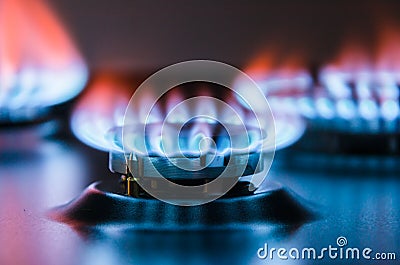 Burning gas burner. Stock Photo