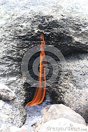 Burning gass fire on the Chimera mountains Stock Photo