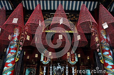 Burning hanging incense coils Editorial Stock Photo
