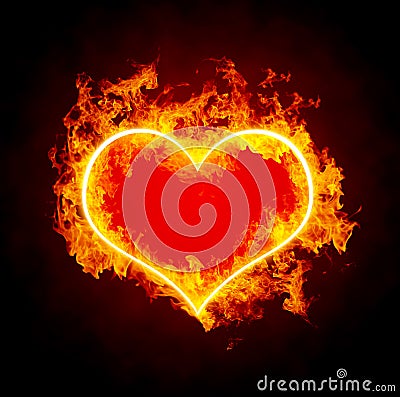 Burning heart Stock Photo