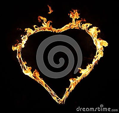 Burning heart with flames. Isolated Stock Photo