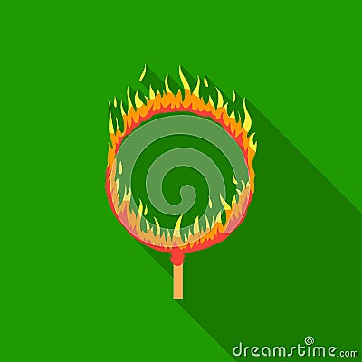 Burning hoop icon in flat style isolated on white background. Circus symbol stock vector illustration. Vector Illustration