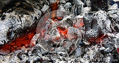 burning hot coal in the grill close up Stock Photo