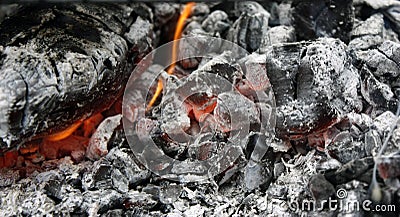 burning hot coal in the grill close up Stock Photo