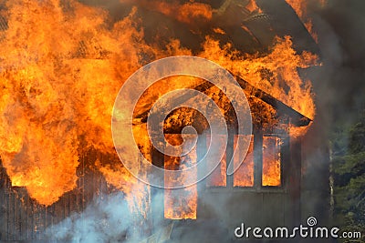 Burning house Stock Photo