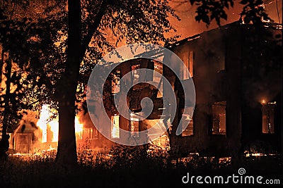 Burning house Stock Photo