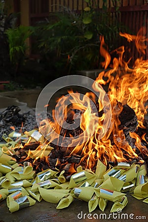 Burning of joss papers Stock Photo