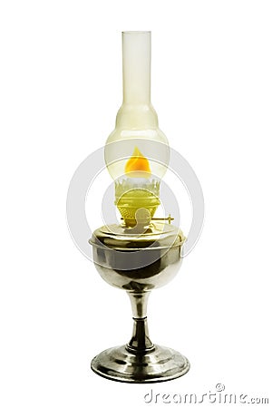 Burning kerosene lamp Stock Photo