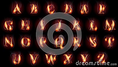 Burning letters set Vector Illustration