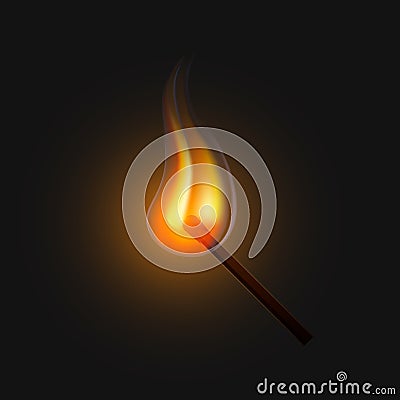 Burning match on a black background Vector Illustration