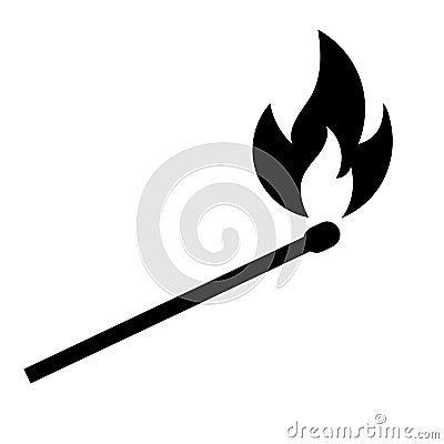 Burning match. Icon Cartoon Illustration