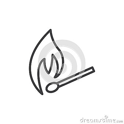 Burning match line icon Vector Illustration