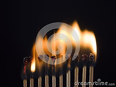 Burning matchsticks Stock Photo