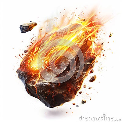 Burning Meteorite in Fiery Descent. Generative ai Stock Photo