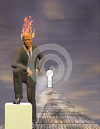 Burning Mind Businessman Stock Photo