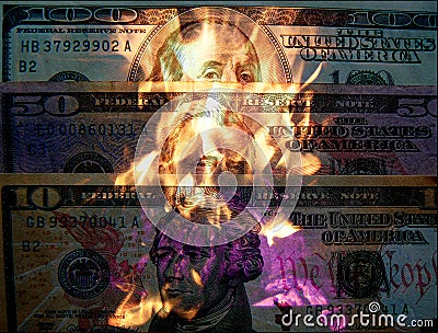 Burning money Stock Photo