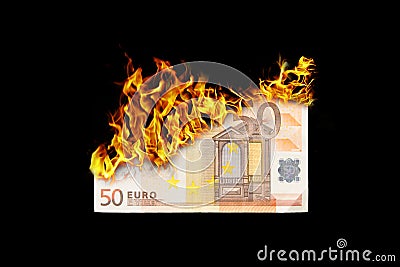 Burning money Stock Photo