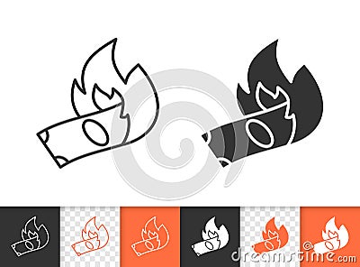 Burning Money simple black line vector icon Vector Illustration