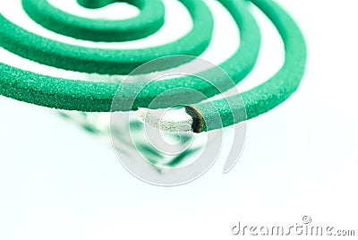 Burning mosquito coil as anti insect Stock Photo