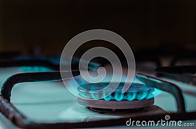 Burning natural gas, Kitchen Heater Stock Photo