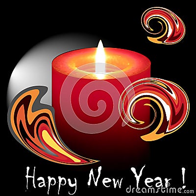 Burning new year candle Vector Illustration