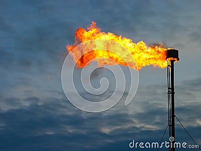 Burning oil gas flare Stock Photo