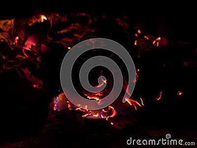 Burning Paper Embers of a Fire 1 Stock Photo