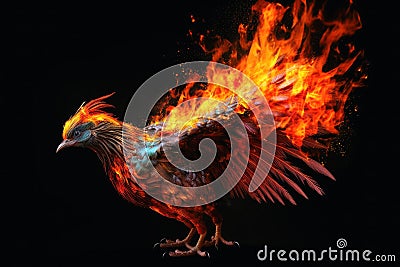 A burning Phoenix birds from the ashes created with generative AI technology Stock Photo