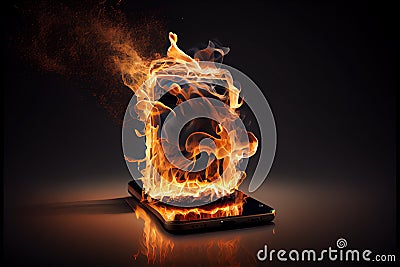 burning phone concept Stock Photo