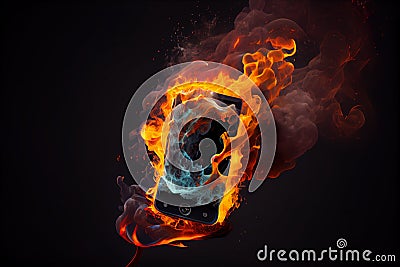 burning phone concept Stock Photo