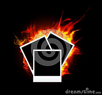 Burning photo frame Vector Illustration