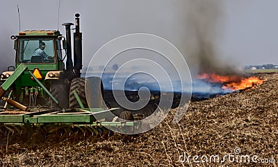 Burning and Plowing-8160 Stock Photo