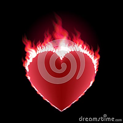 Burning red heart concept Vector Illustration