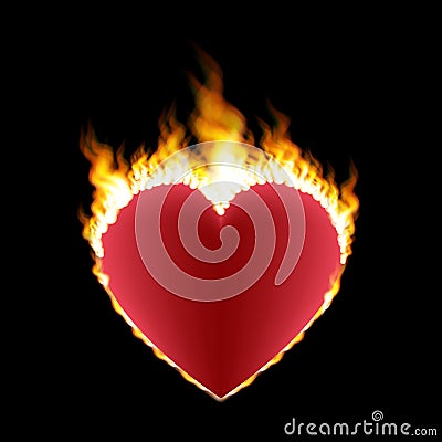 Burning red heart concept Vector Illustration