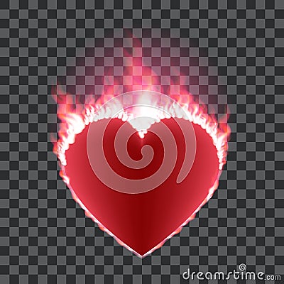 Burning red heart concept Vector Illustration