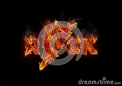 Burning rock letters Stock Photo