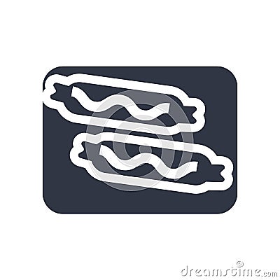 Burning sausage on a fork icon vector sign and symbol isolated on white background, Burning sausage on a fork logo concept Vector Illustration