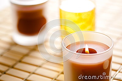 Burning scented candles Stock Photo