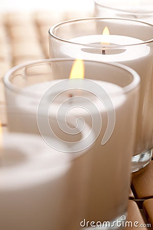 Burning scented candles Stock Photo