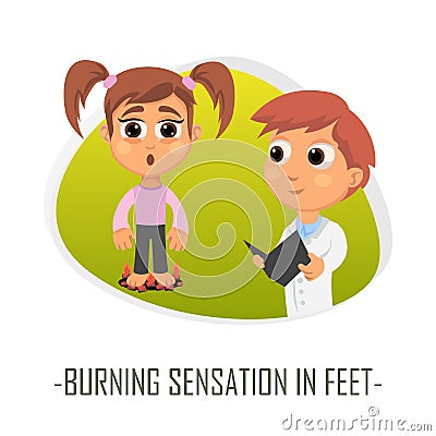 Burning sensation in feet medical concept. Vector illustration. Cartoon Illustration