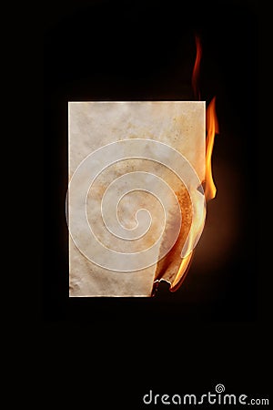 Burning sheet of paper Stock Photo