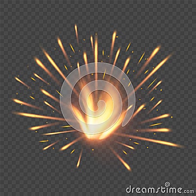 Burning shiny sparkler firework. Realistic light effect. Magic light.Vector illustration Vector Illustration