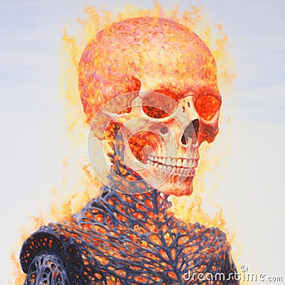 Burning Skull: A Captivating Digital Painting By Sean Hutton Stock Photo